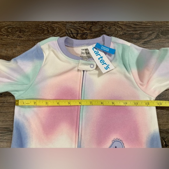 Carter’s Girls Footed Fleece Pajamas Pastel Pink Purple Dinosaur Size 3T - Picture 5 of 10